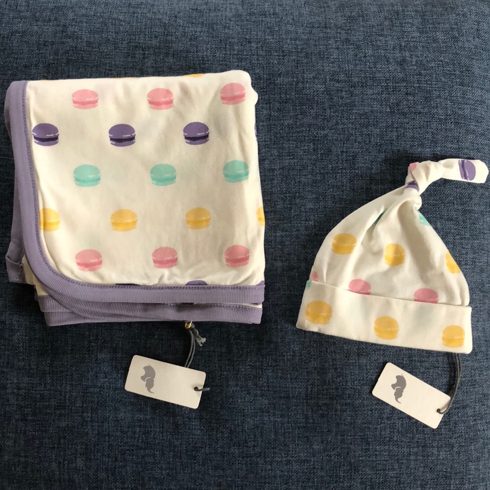 Monica + Andy Macaroon Baby Blanket and Hat